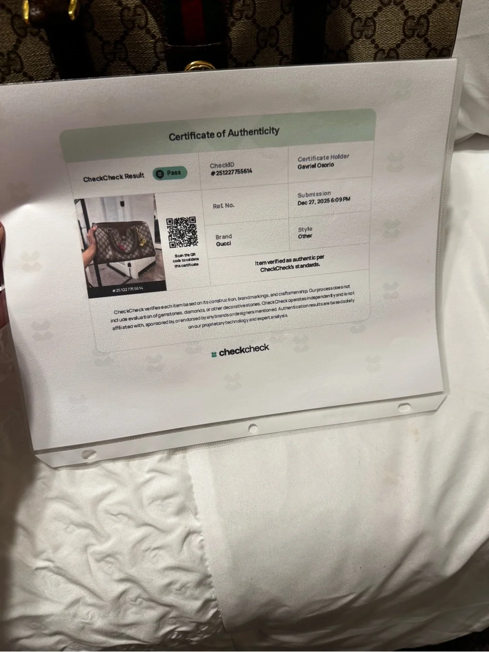 Gucci Ophidia Boston Bag with Certificate of Authenticity